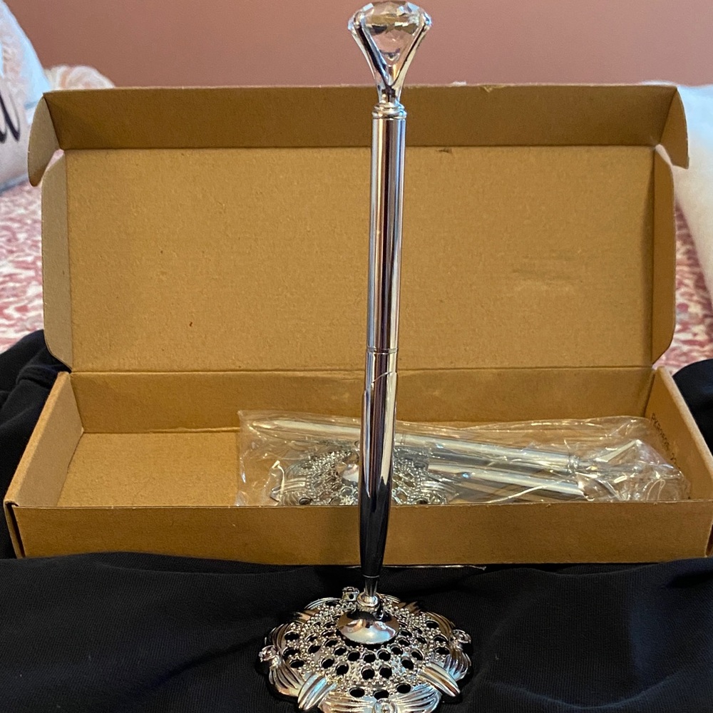 Silver Pen with Crystal Holder